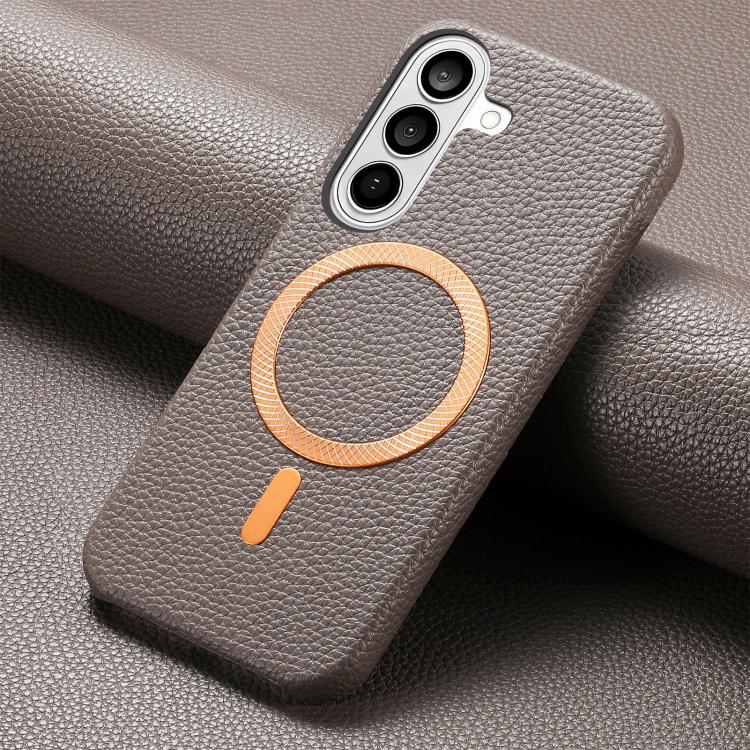 For Galaxy S24 5G Litchi Texture Brushed MagSafe PU Back Cover Phone Case