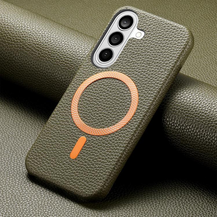 For Galaxy S24 5G Litchi Texture Brushed MagSafe PU Back Cover Phone Case