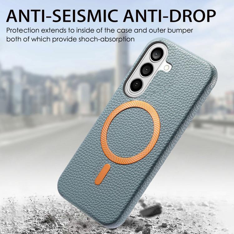 For Galaxy S24+ 5G Litchi Texture Brushed MagSafe PU Back Cover Phone Case