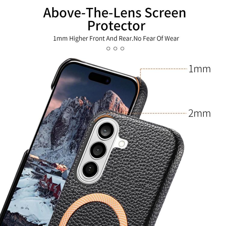 For Galaxy S24+ 5G Litchi Texture Brushed MagSafe PU Back Cover Phone Case