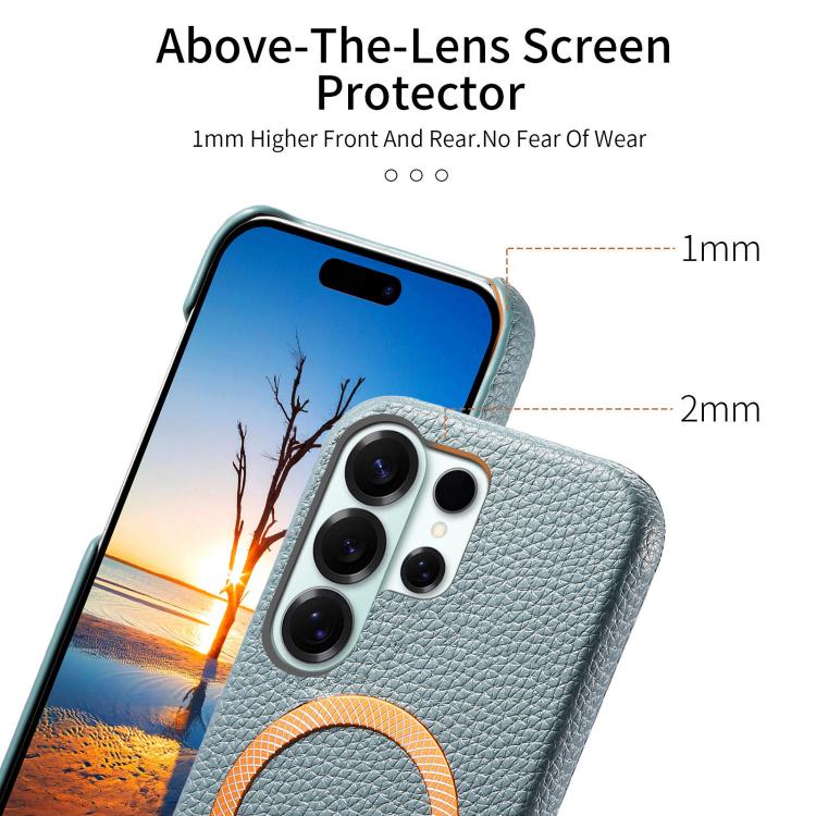 For Galaxy S24 Ultra 5G Litchi Texture Brushed MagSafe PU Back Cover Phone Case