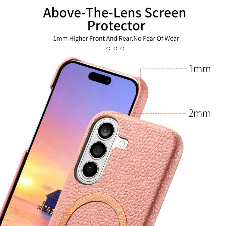 For Galaxy S23+ 5G Litchi Texture Brushed MagSafe PU Back Cover Phone Case