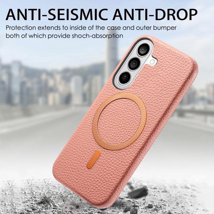 For Galaxy S23+ 5G Litchi Texture Brushed MagSafe PU Back Cover Phone Case