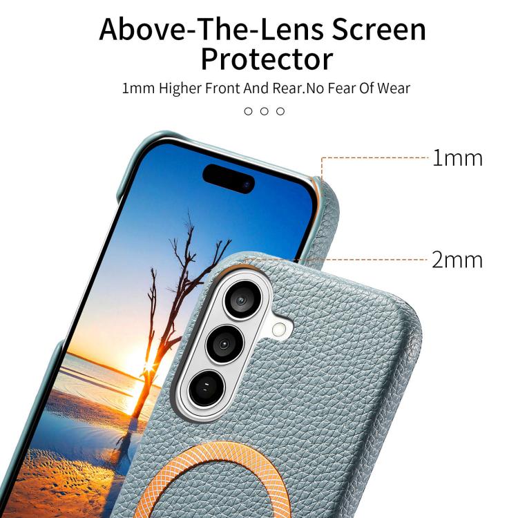 For Galaxy S23+ 5G Litchi Texture Brushed MagSafe PU Back Cover Phone Case