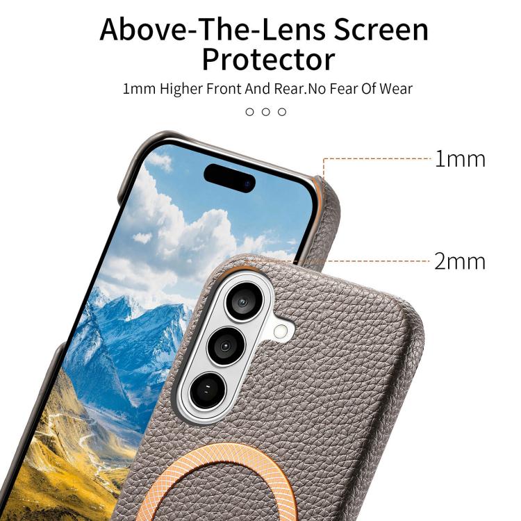 For Galaxy S23+ 5G Litchi Texture Brushed MagSafe PU Back Cover Phone Case