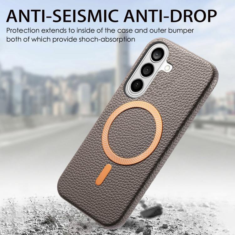 For Galaxy S23+ 5G Litchi Texture Brushed MagSafe PU Back Cover Phone Case