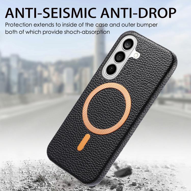 For Galaxy S23+ 5G Litchi Texture Brushed MagSafe PU Back Cover Phone Case