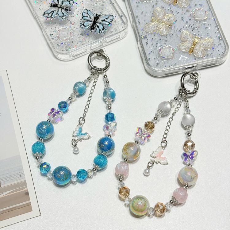 For iPhone Air Glitter 3D Butterfly Glitter Epoxy TPU Phone Case with Bracelet Chain