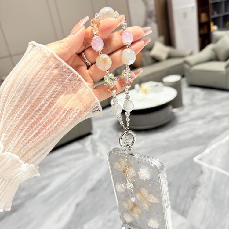 For iPhone 16 Glitter 3D Butterfly Glitter Epoxy TPU Phone Case with Bracelet Chain