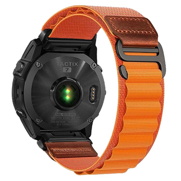 For Gamin 22mm Retro Vegan Leather Label Alpine Nylon Loop Watch Band