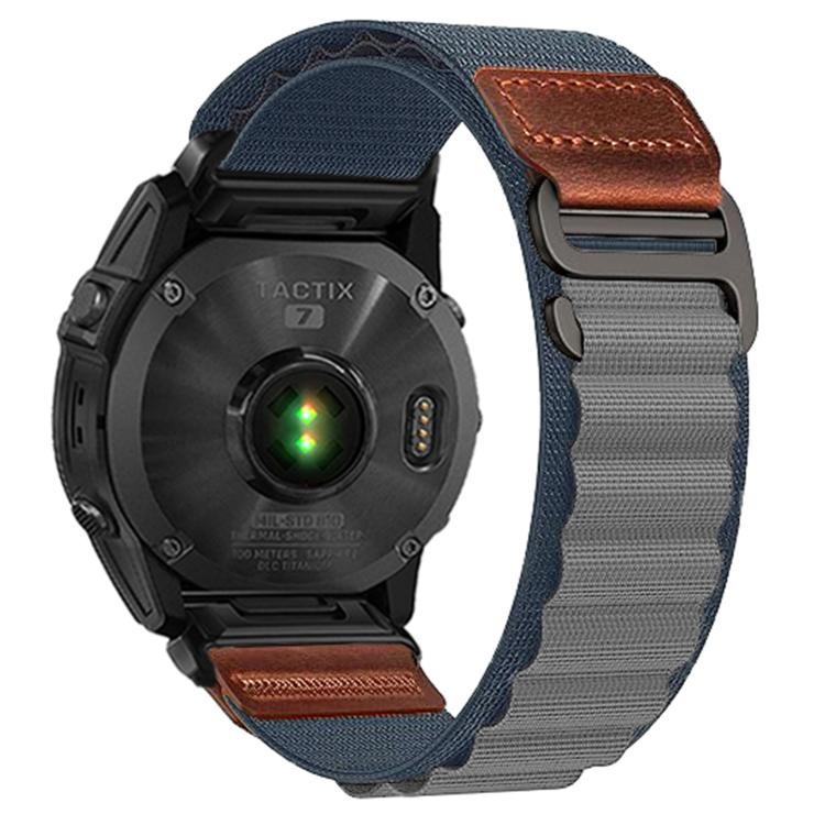 For Gamin 22mm Retro Vegan Leather Label Alpine Nylon Loop Watch Band