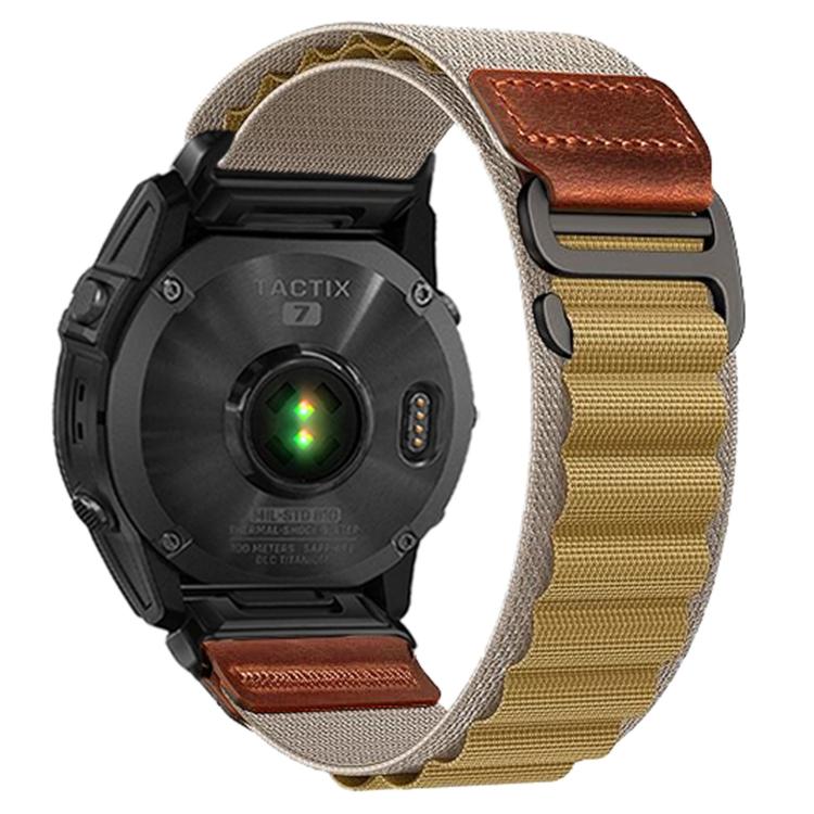 For Gamin 22mm Retro Vegan Leather Label Alpine Nylon Loop Watch Band