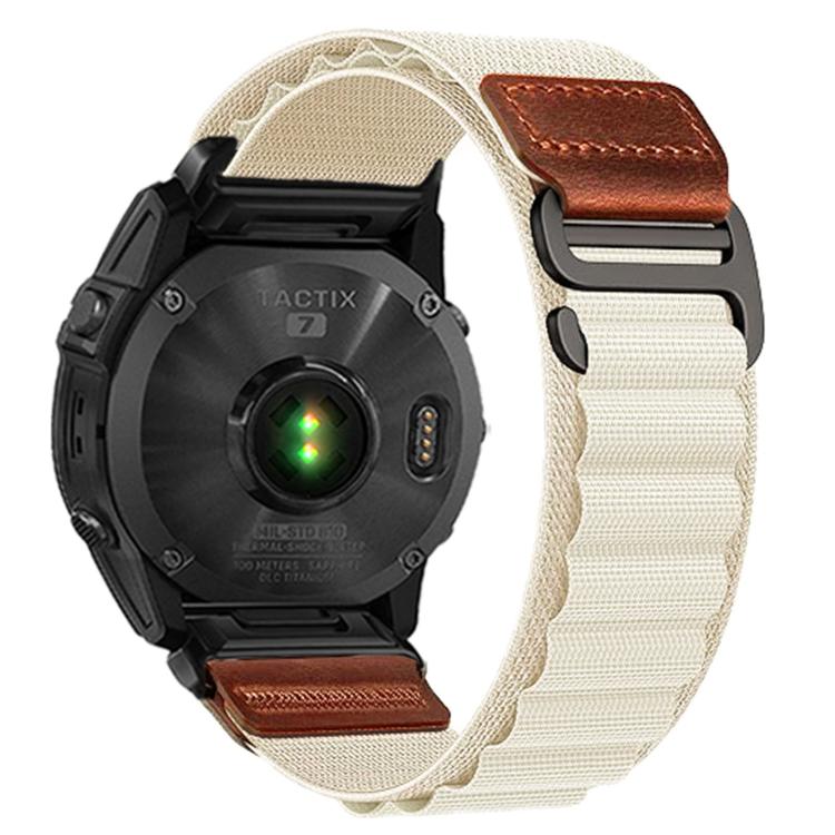 For Gamin 20mm Retro Vegan Leather Label Alpine Nylon Loop Watch Band