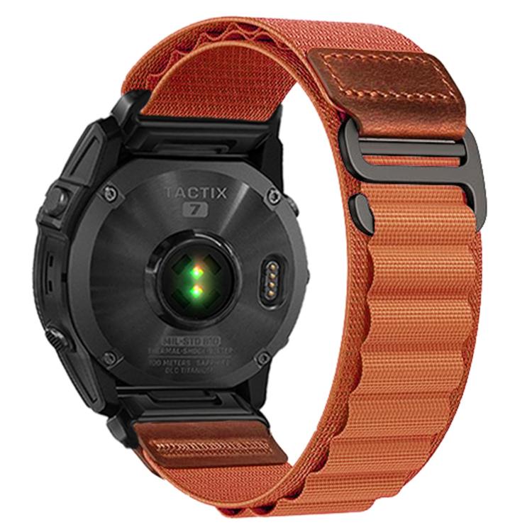 For Gamin 26mm Retro Vegan Leather Label Alpine Nylon Loop Watch Band