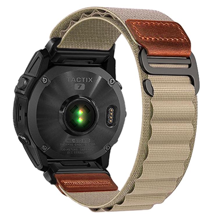 For Gamin 26mm Retro Vegan Leather Label Alpine Nylon Loop Watch Band