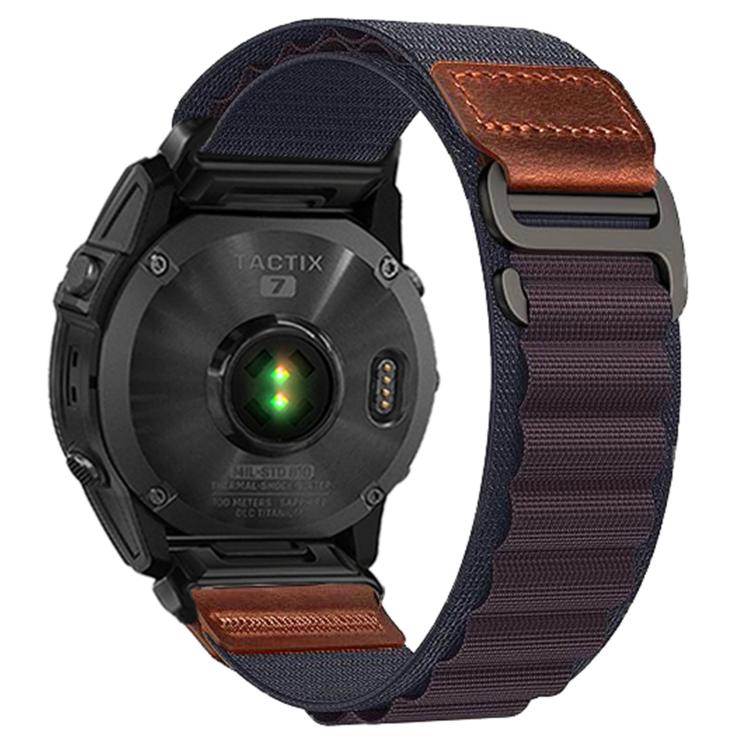 For Gamin 26mm Retro Vegan Leather Label Alpine Nylon Loop Watch Band