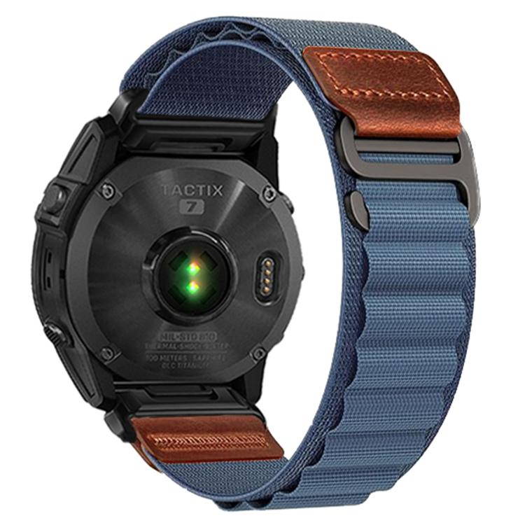 For Gamin 26mm Retro Vegan Leather Label Alpine Nylon Loop Watch Band
