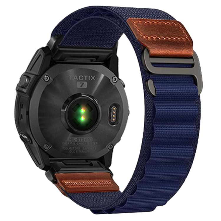 For Gamin 26mm Retro Vegan Leather Label Alpine Nylon Loop Watch Band