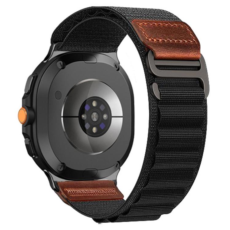 For Samsung Galaxy Watch8 / Watch8 Classic Retro Vegan Leather Label Alpine Nylon Loop Watch Band