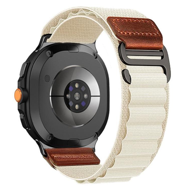 For Samsung Galaxy Watch8 / Watch8 Classic Retro Vegan Leather Label Alpine Nylon Loop Watch Band