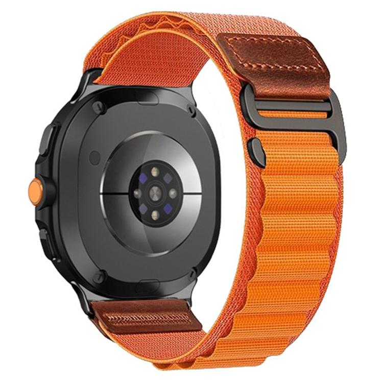 For Samsung Galaxy Watch8 / Watch8 Classic Retro Vegan Leather Label Alpine Nylon Loop Watch Band