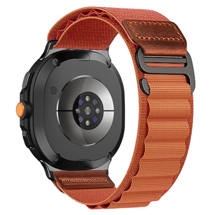For Samsung Galaxy Watch8 / Watch8 Classic Retro Vegan Leather Label Alpine Nylon Loop Watch Band