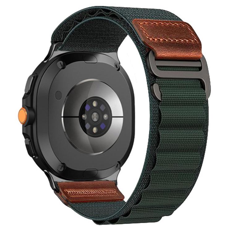 For Samsung Galaxy Watch8 / Watch8 Classic Retro Vegan Leather Label Alpine Nylon Loop Watch Band
