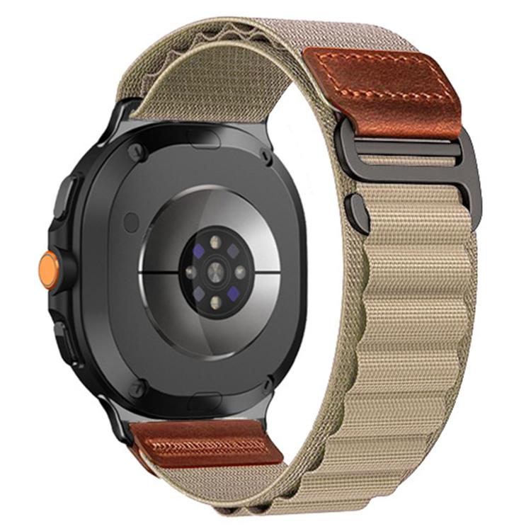 For Samsung Galaxy Watch8 / Watch8 Classic Retro Vegan Leather Label Alpine Nylon Loop Watch Band