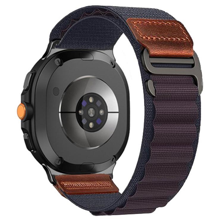 For Samsung Galaxy Watch8 / Watch8 Classic Retro Vegan Leather Label Alpine Nylon Loop Watch Band