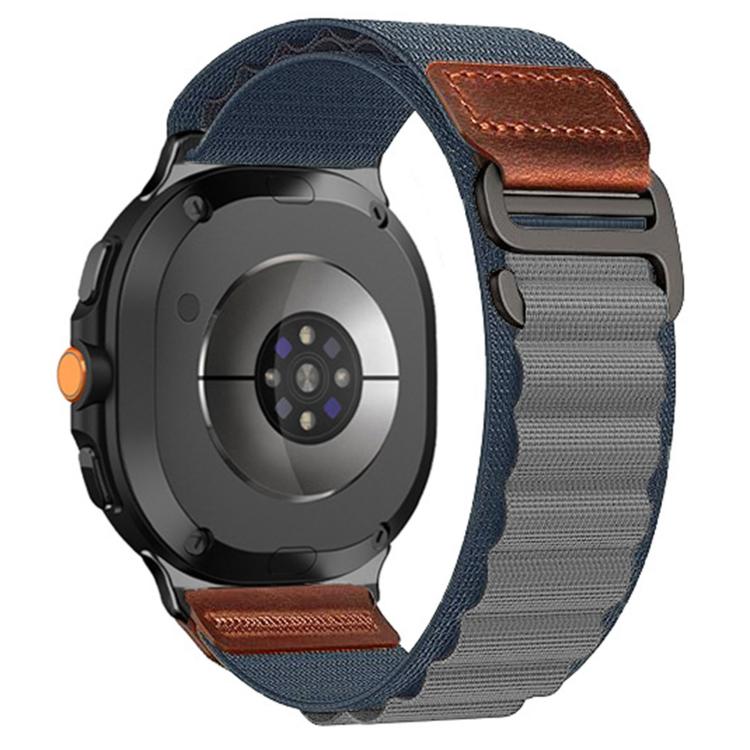 For Samsung Galaxy Watch8 / Watch8 Classic Retro Vegan Leather Label Alpine Nylon Loop Watch Band