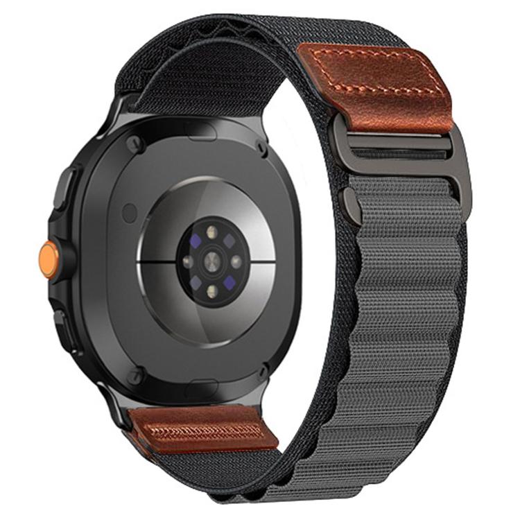 For Samsung Galaxy Watch8 / Watch8 Classic Retro Vegan Leather Label Alpine Nylon Loop Watch Band
