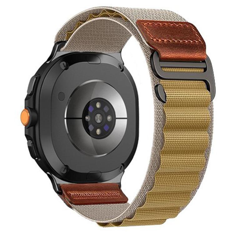 For Samsung Galaxy Watch8 / Watch8 Classic Retro Vegan Leather Label Alpine Nylon Loop Watch Band