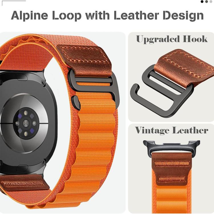 For Samsung Galaxy Watch8 / Watch8 Classic Retro Vegan Leather Label Alpine Nylon Loop Watch Band