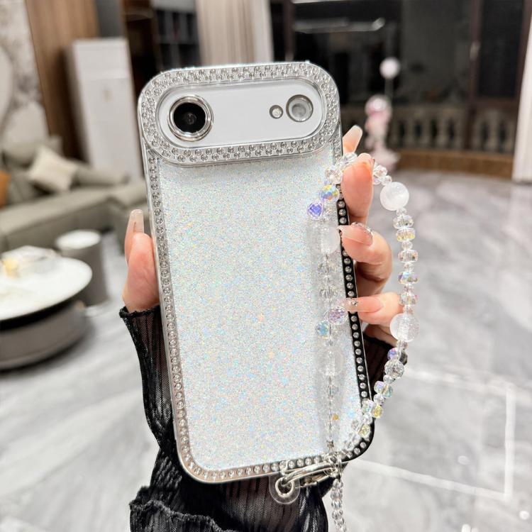 For iPhone  Air Diamond Glitter Sequins TPU Phone Case with Bracelet Chain
