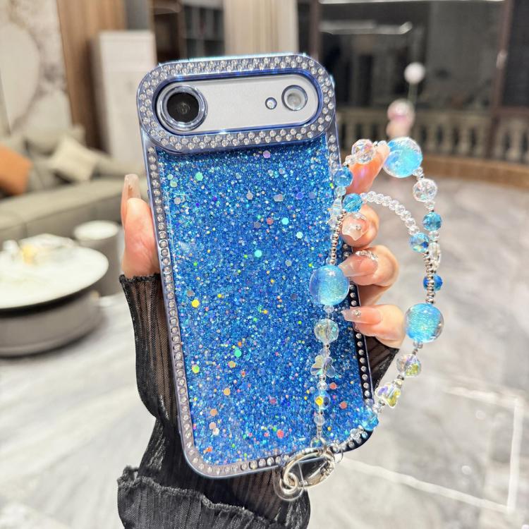 For iPhone  Air Diamond Glitter Sequins TPU Phone Case with Bracelet Chain