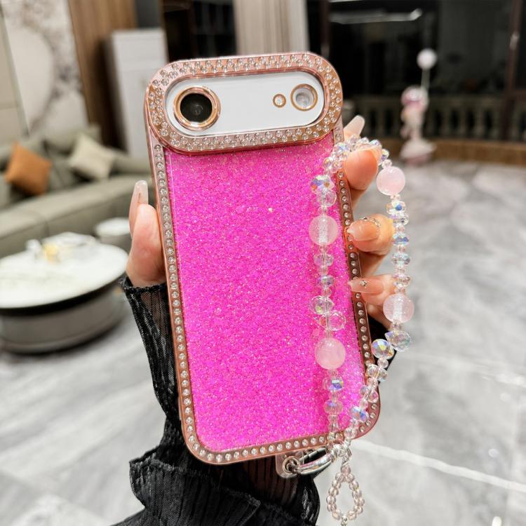 For iPhone  Air Diamond Glitter Sequins TPU Phone Case with Bracelet Chain