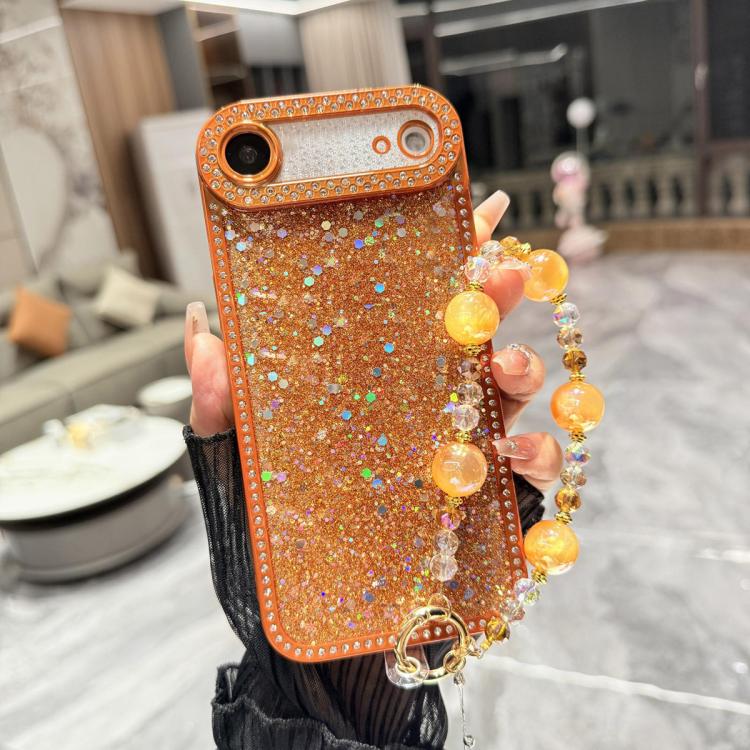 For iPhone  Air Diamond Glitter Sequins TPU Phone Case with Bracelet Chain