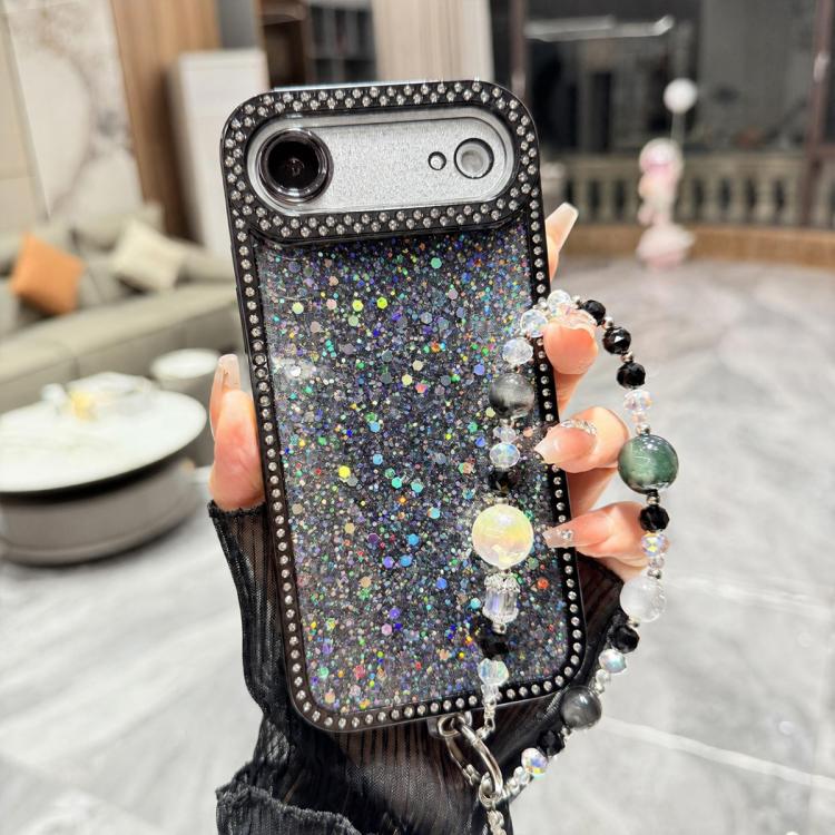 For iPhone  Air Diamond Glitter Sequins TPU Phone Case with Bracelet Chain