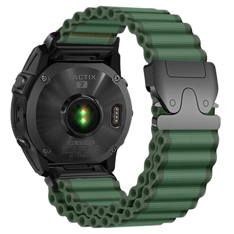 For Gamin 26mm Parachute Buckle Off Road Wide Ribbed Nylon Watch Band