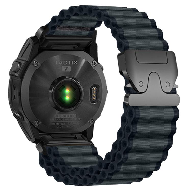 For Gamin 22mm Parachute Buckle Off Road Wide Ribbed Nylon Watch Band