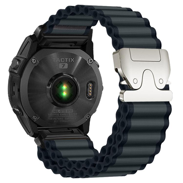 For Gamin 22mm Parachute Buckle Off Road Wide Ribbed Nylon Watch Band