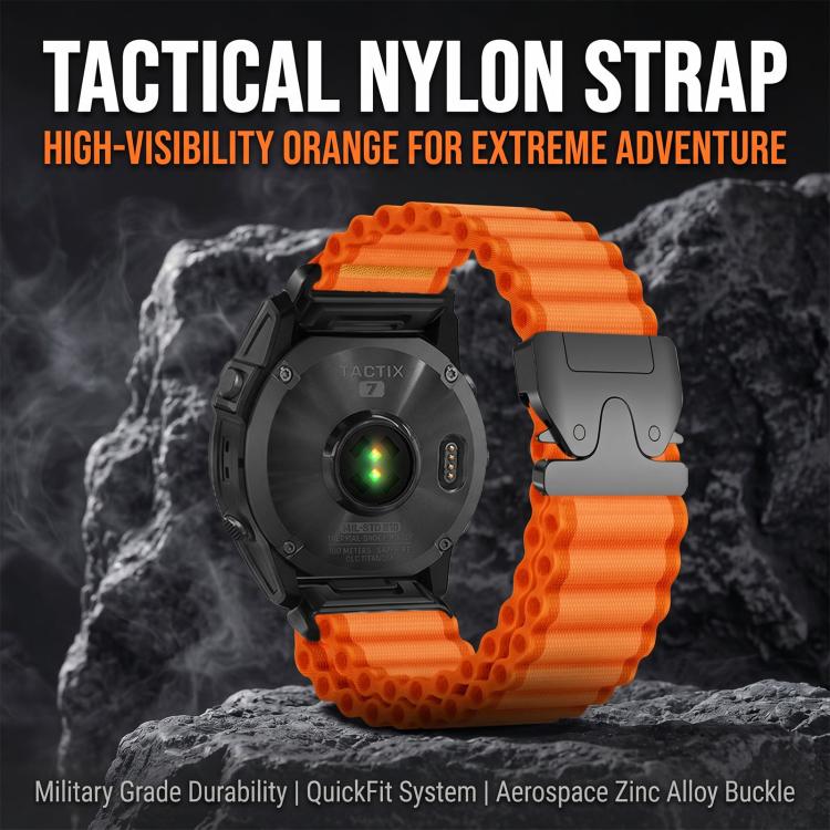 For Gamin 20mm Parachute Buckle Off Road Wide Ribbed Nylon Watch Band