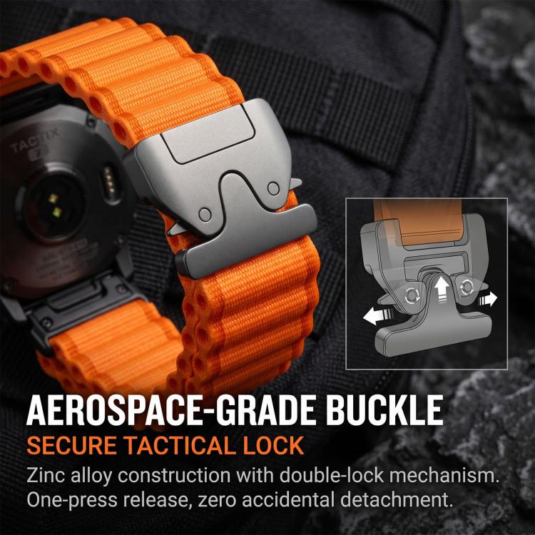 For Gamin 20mm Parachute Buckle Off Road Wide Ribbed Nylon Watch Band
