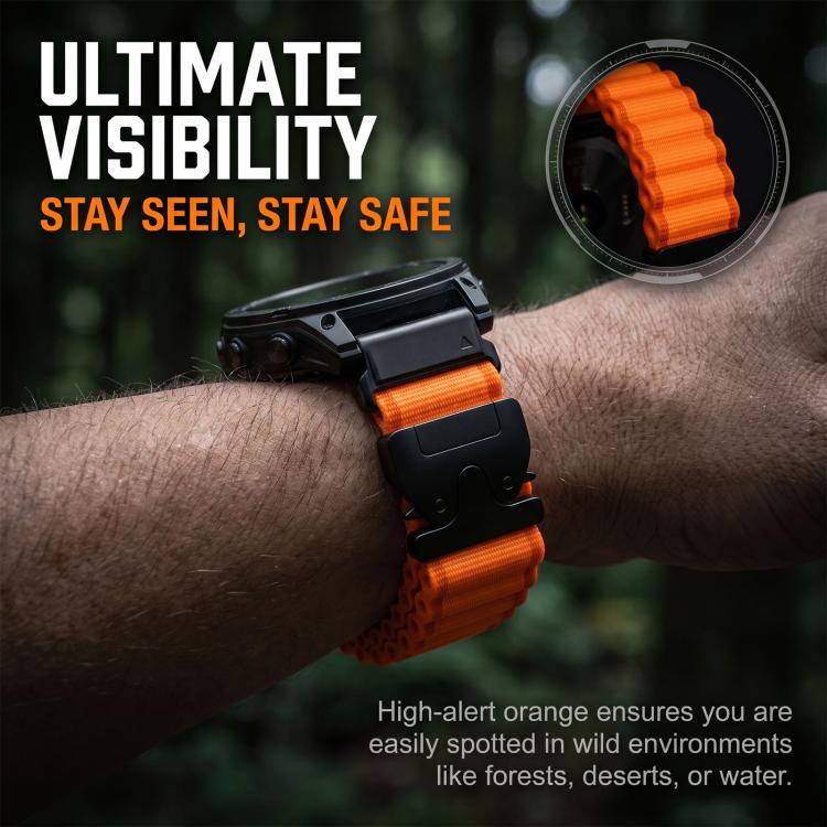 For Gamin 20mm Parachute Buckle Off Road Wide Ribbed Nylon Watch Band