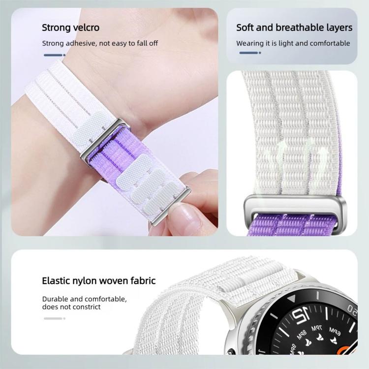 For Samsung Galaxy Watch8 / Watch8 Classic Double-Link Cloud-Feel Breathable Nylon Loop Metal Head Watch Band