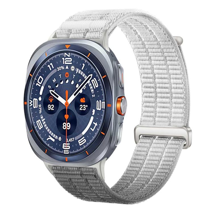For Samsung Galaxy Watch Ultra 47mm / Ultra 2025 Double-Link Cloud-Feel Breathable Nylon Loop Metal Head Watch Band