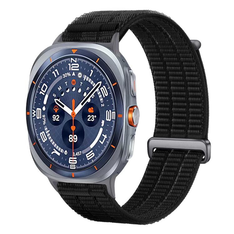 For Samsung Galaxy Watch Ultra 47mm / Ultra 2025 Double-Link Cloud-Feel Breathable Nylon Loop Metal Head Watch Band