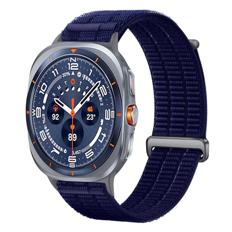 For Samsung Galaxy Watch Ultra 47mm / Ultra 2025 Double-Link Cloud-Feel Breathable Nylon Loop Metal Head Watch Band