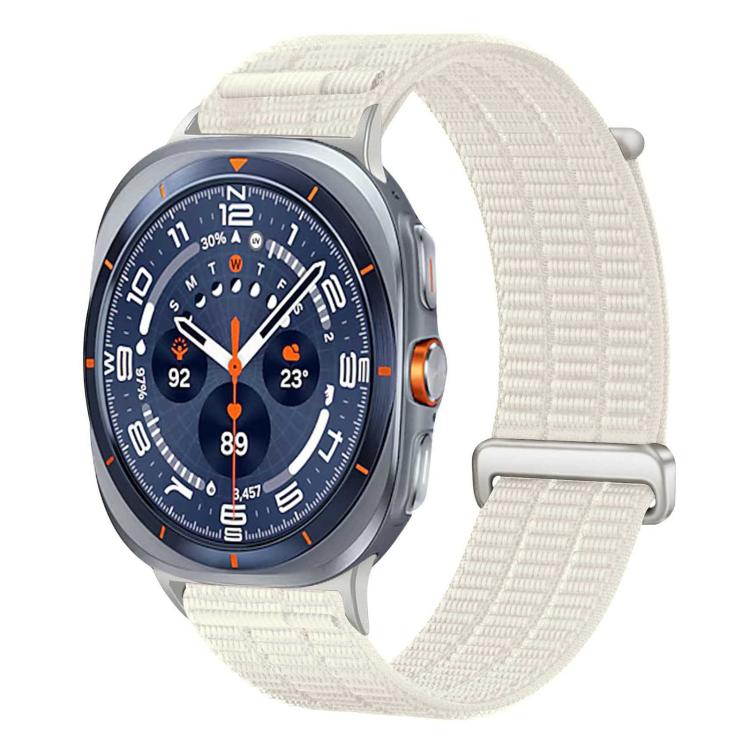 For Samsung Galaxy Watch Ultra 47mm / Ultra 2025 Double-Link Cloud-Feel Breathable Nylon Loop Metal Head Watch Band