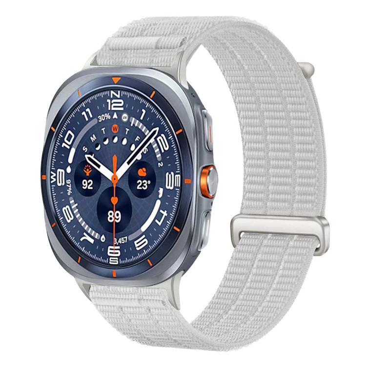 For Samsung Galaxy Watch Ultra 47mm / Ultra 2025 Double-Link Cloud-Feel Breathable Nylon Loop Metal Head Watch Band